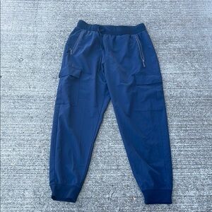 LJBJN Dark Green Cargo Comfy Joggers Size Large Womens Navy Blue